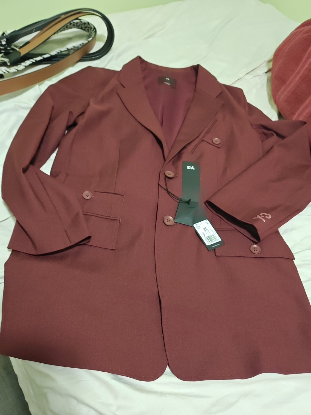 Y-3 men's Maroon Tailored Blazer XS